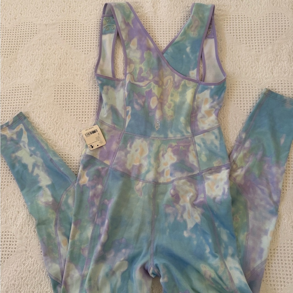 Free People Pastel Tie-Dye Jumpsuit in Blue and Purple